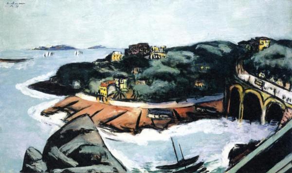 View Of The Outskirts Of Marseille By The Sea by Max Beckmann