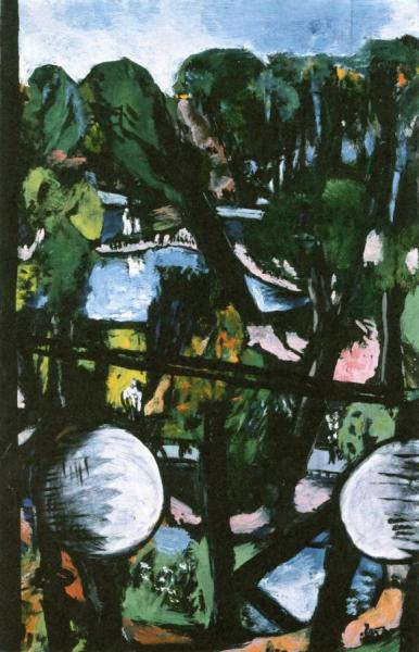 View Of The Tiergarten With White Lamps by Max Beckmann