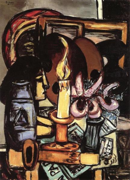 Woman In Front Of A Mirror With Orchids by Max Beckmann Oil Painting Reproductions