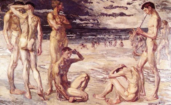 Young Men By The Sea by Max Beckmann Oil Painting Reproductions