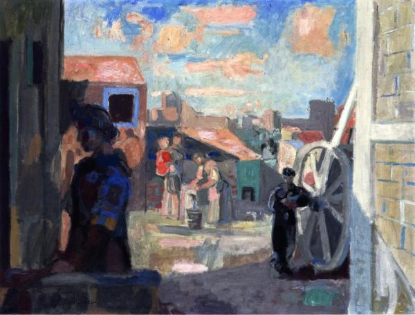 Montrouge, Figures In A Backyard by Max Gubler