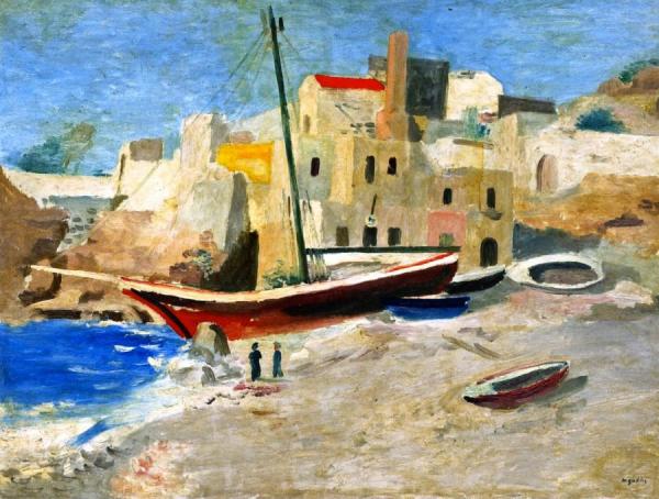 The Habor Of Rinella (salina Island) by Max Gubler