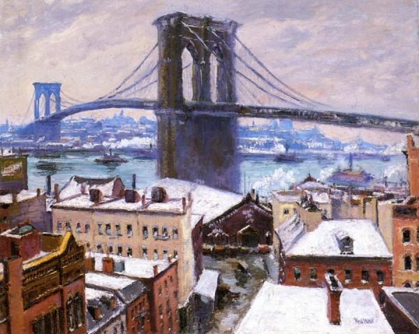 Brooklyn Bridge In Snow by Max Kuehne