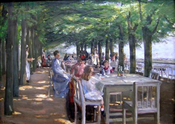 At The Terrace Of Restaurant Jakob by Max Liebermann Oil Painting Reproductions