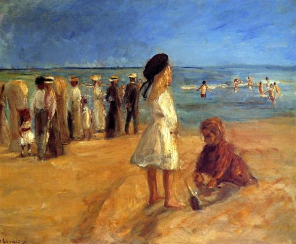 Beach Scene In Noordwijk by Max Liebermann