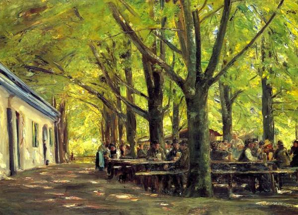 Beer Garden In Brannenburg by Max Liebermann