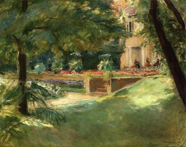 Blick Auf Die Blumenterasse Im Wannseegarten Nach Sudwesten by Max Liebermann