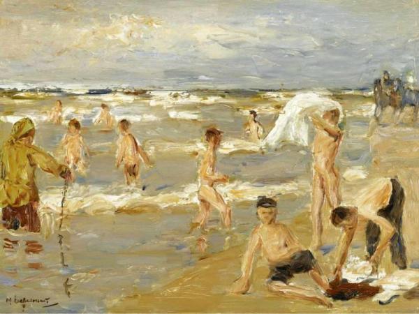 Boys Bathing by Max Liebermann