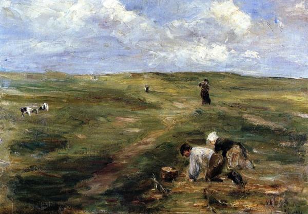 Digging For Potatoes In The Dunes At Zandvoort by Max Liebermann