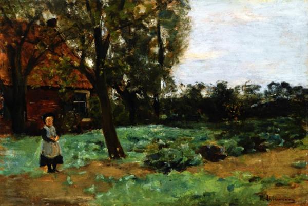 Dutch Farmhouse With Child by Max Liebermann