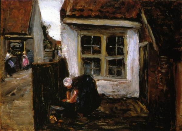 Dutch Farmhouse With Woman by Max Liebermann