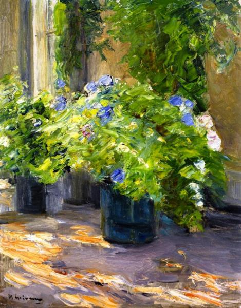 Flower Pots In Front Of The House by Max Liebermann