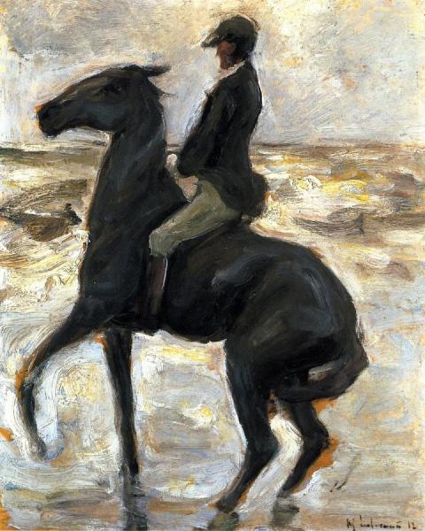 Horseback Rider On The Beach, Facing Left by Max Liebermann