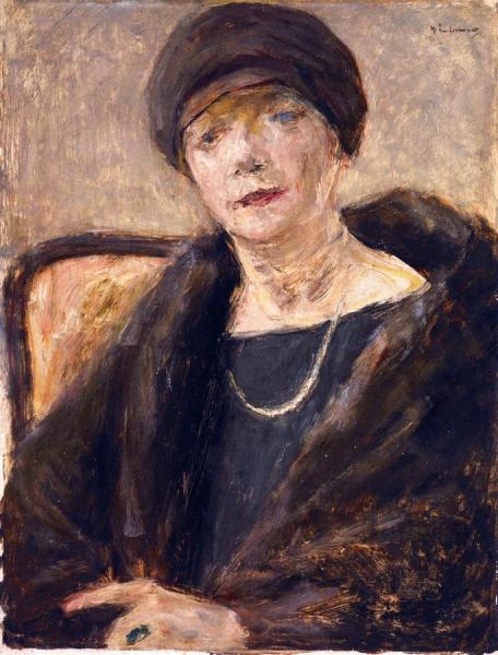 Lola Lender In A Fur Coat (study) by Max Liebermann