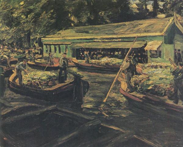 Merchants Of Vegetables In A Canal In Delft by Max Liebermann