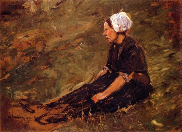 Netzflickerin by Max Liebermann