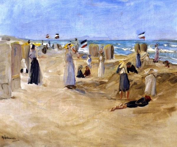 On The Beach At Noordwijk by Max Liebermann