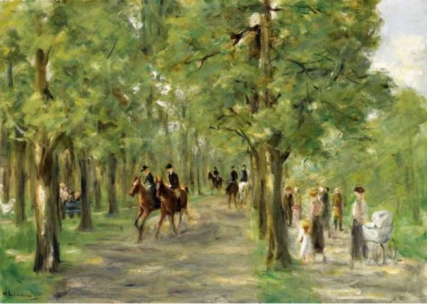 Path In The Tiergarten With Riders by Max Liebermann