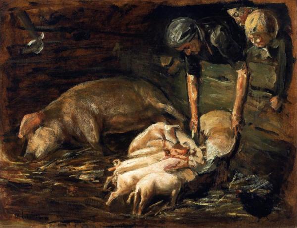 Pig Sty, Nursery by Max Liebermann