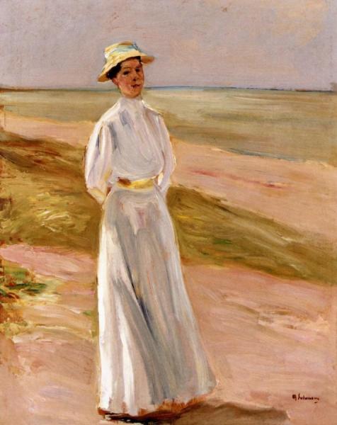 The Artist's Daughter Walking On The Beach by Max Liebermann