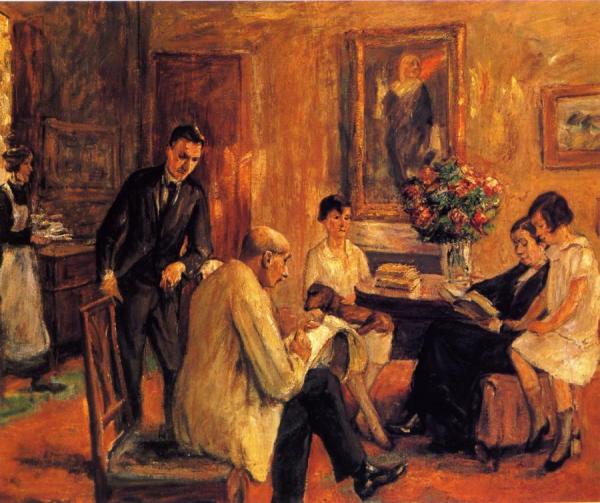 The Artist Sketching In The Circle Of His Family by Max Liebermann