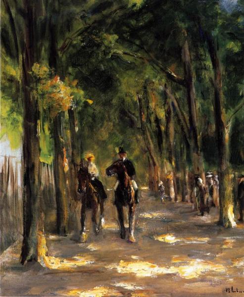 Tree-lined Avenue With Two Horseback Riders by Max Liebermann