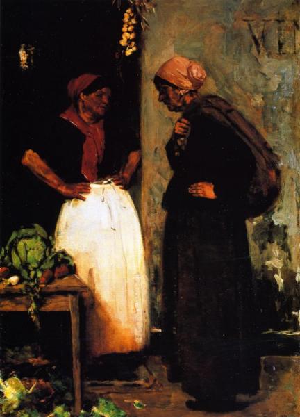 Vegetable Vendor - Market Scene by Max Liebermann