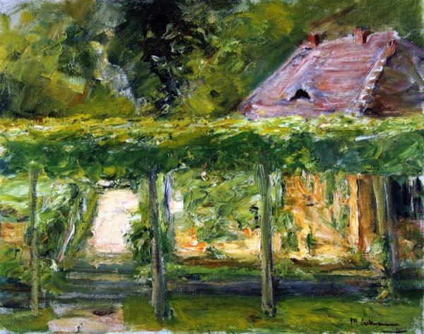 View Over The Tall Linden Hedge Into The Cutting Garden Toward The West by Max Liebermann