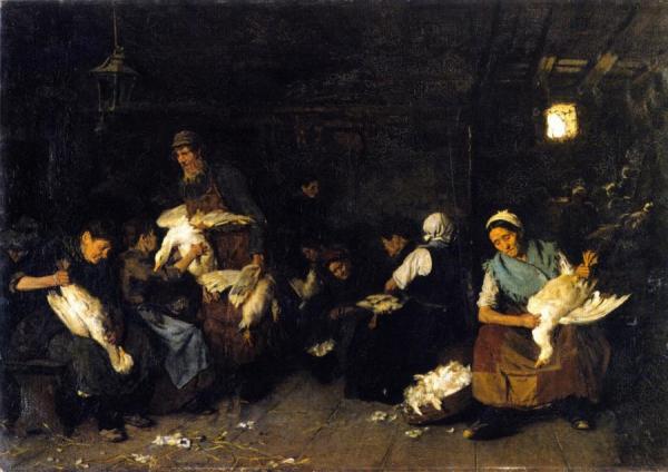 Woman Plucking Geese by Max Liebermann