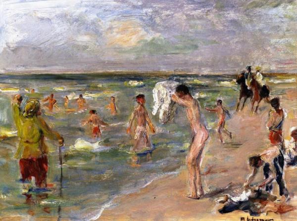 Young Boys Bathing At Zandvoort by Max Liebermann