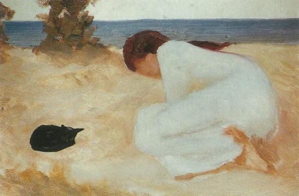 Max Nonnenbruch Studie Junge Frau Mit Katze Am Strand