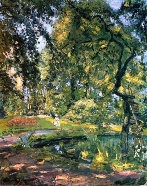 Garden In Godrammstein With Overgrown Trees And Pond by Max Slevogt