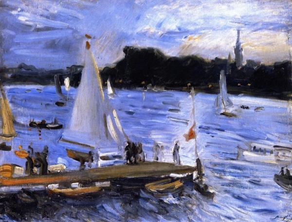 Sailboats On The Alster River In The Evening by Max Slevogt