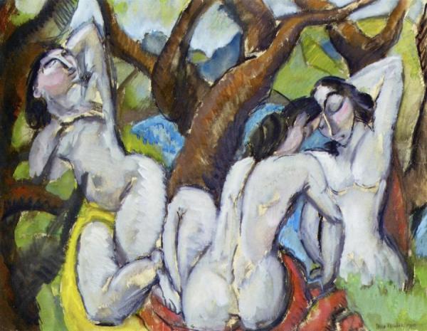 Max Weber Three Nudes In A Forest