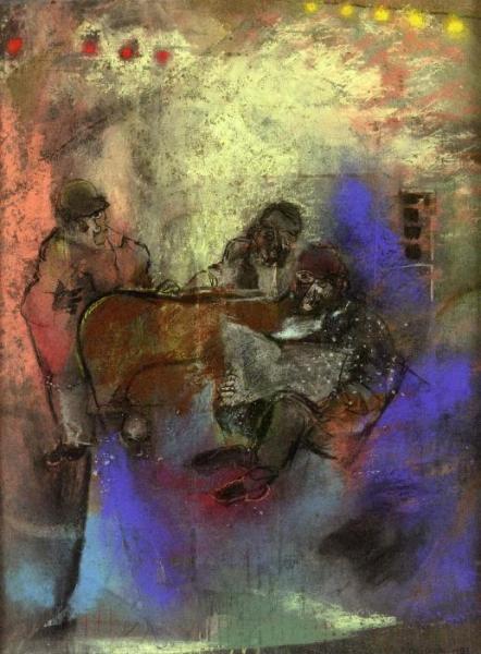 Workmen In Subway by Max Weber
