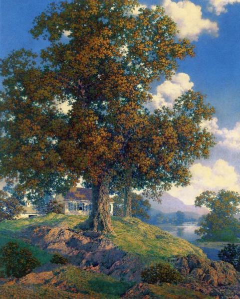 Homestead - Peaceful Valley by Maxfield Parrish