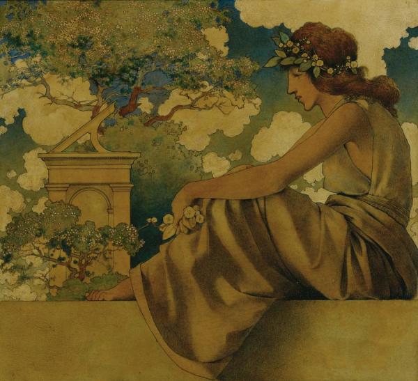 Seated Woman by Maxfield Parrish