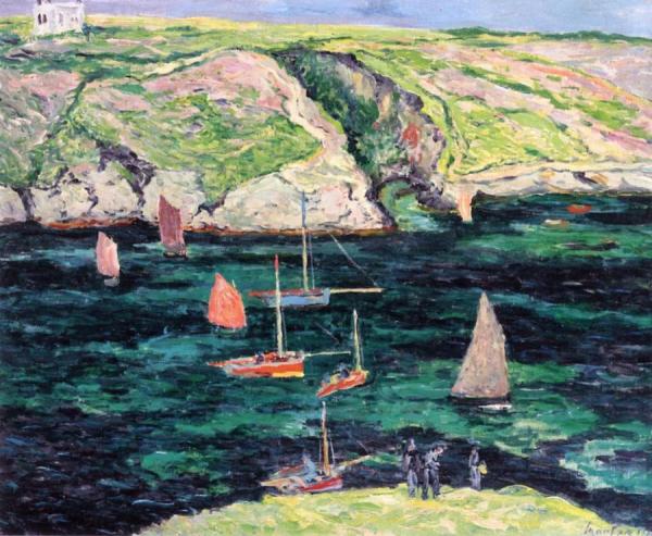 Boats At Port-goulphar, Belle-ile En Mer by Maxime Maufra