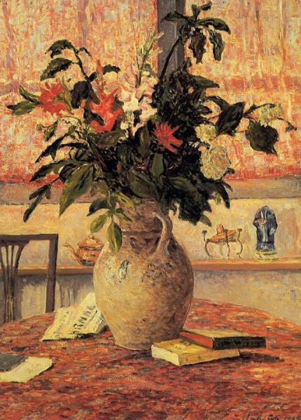 Bouquet Of Flowers In Front Of A Window by Maxime Maufra