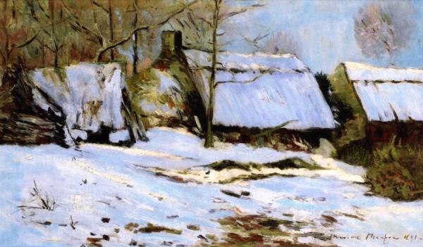 Cottages In The Snow by Maxime Maufra
