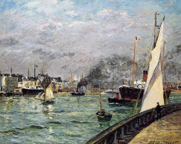 Departure Of A Cargo Ship, Le Havre by Maxime Maufra