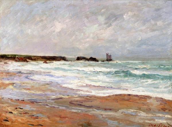 The Beach At La Govelle At Batz-sur-mer by Maxime Maufra