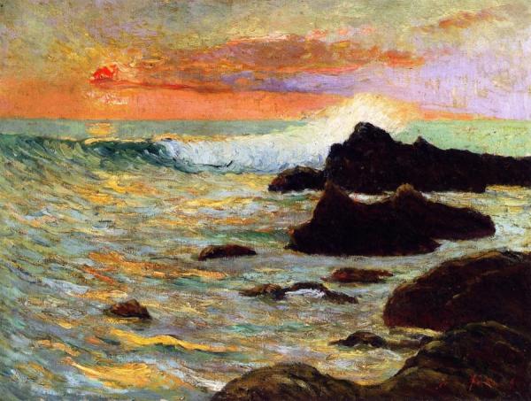 The Reefs (breton Coast) Sunset Effect by Maxime Maufra Oil Painting Reproductions