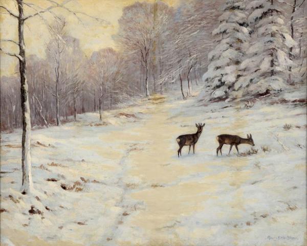 Forest Glade In Winter by Maximilian Von Klein-diepold