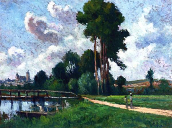 Auxerre, Landscape By The River by Maximilien Luce
