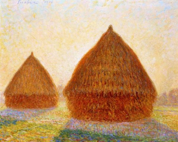 Backlit Haystacks, Moret, Evening by Maximilien Luce