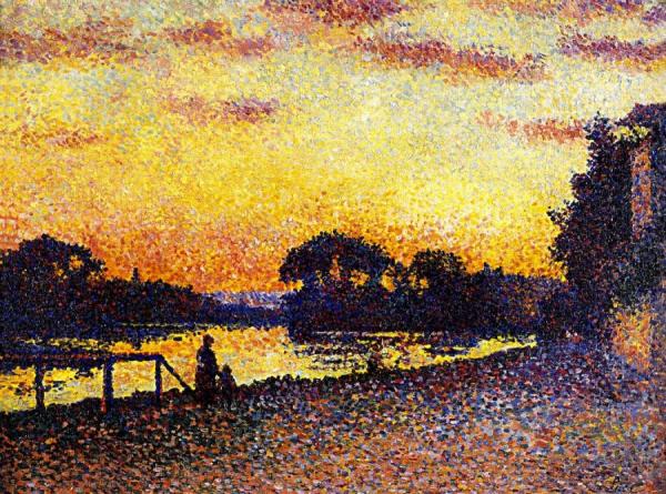 Banks Of The Seine At Herblay, Sunset by Maximilien Luce