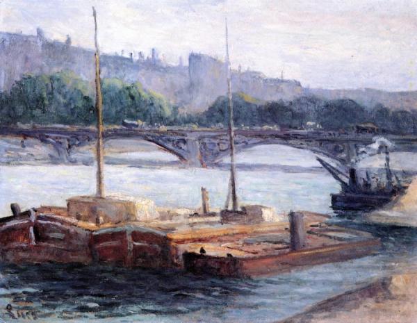 Barges On The Seine by Maximilien Luce