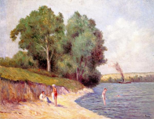 Bathing With Tugboat by Maximilien Luce