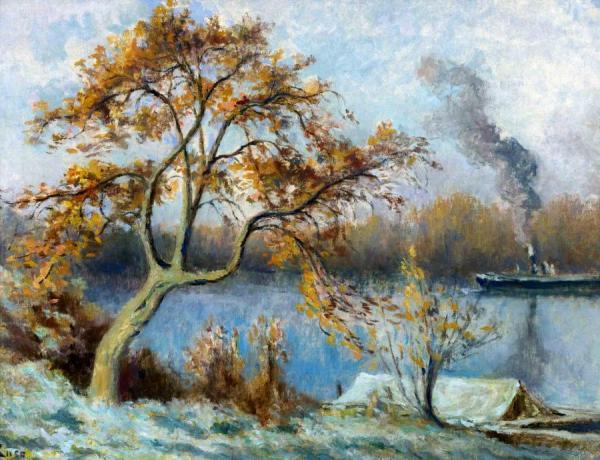 Boards Of Seina At Spring - Les Bords De Seine Au Printemps by Maximilien Luce